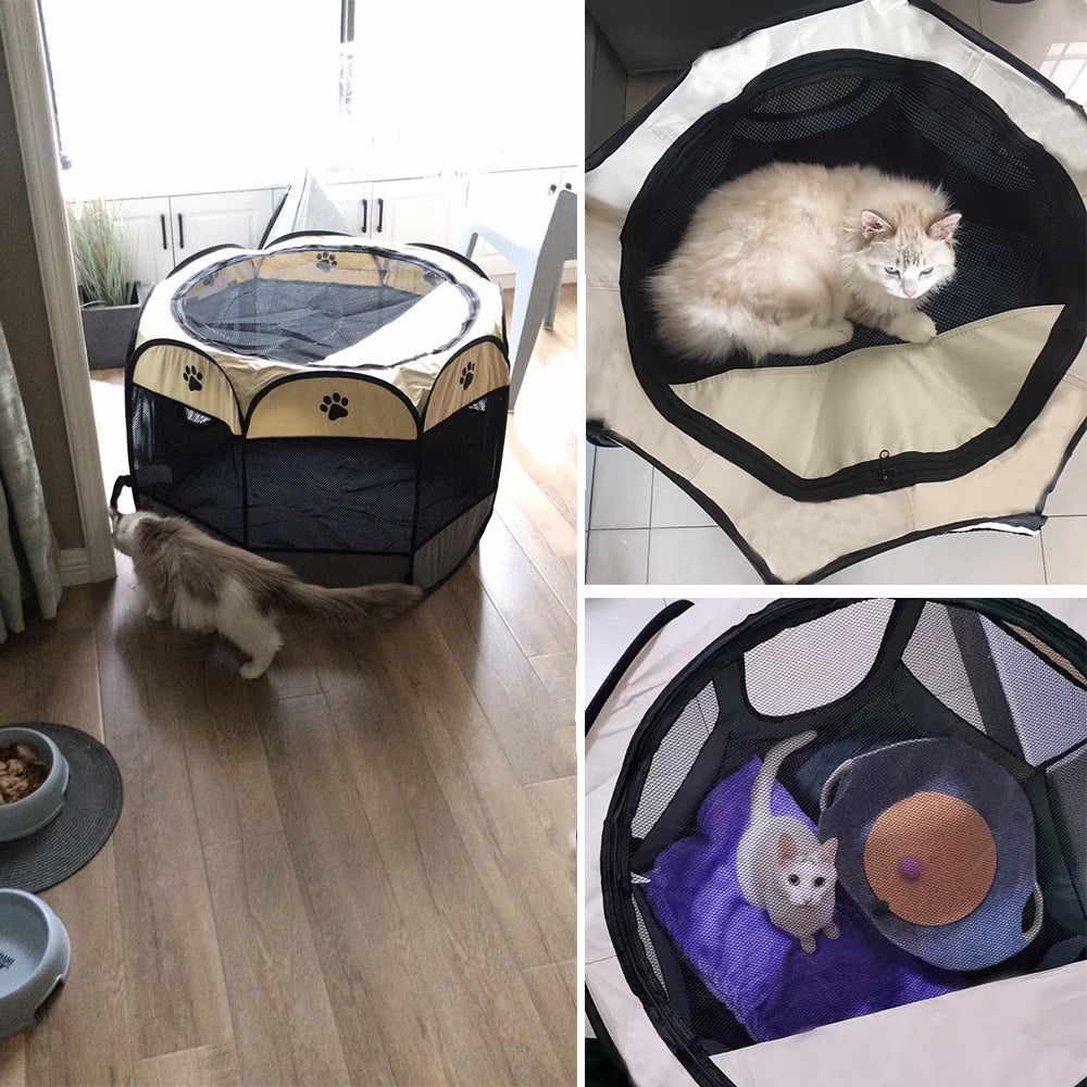 Premium Foldable Pet Playpen for Dogs & Cats – Portable Oxford Fabric Exercise Pen with Zipper Door