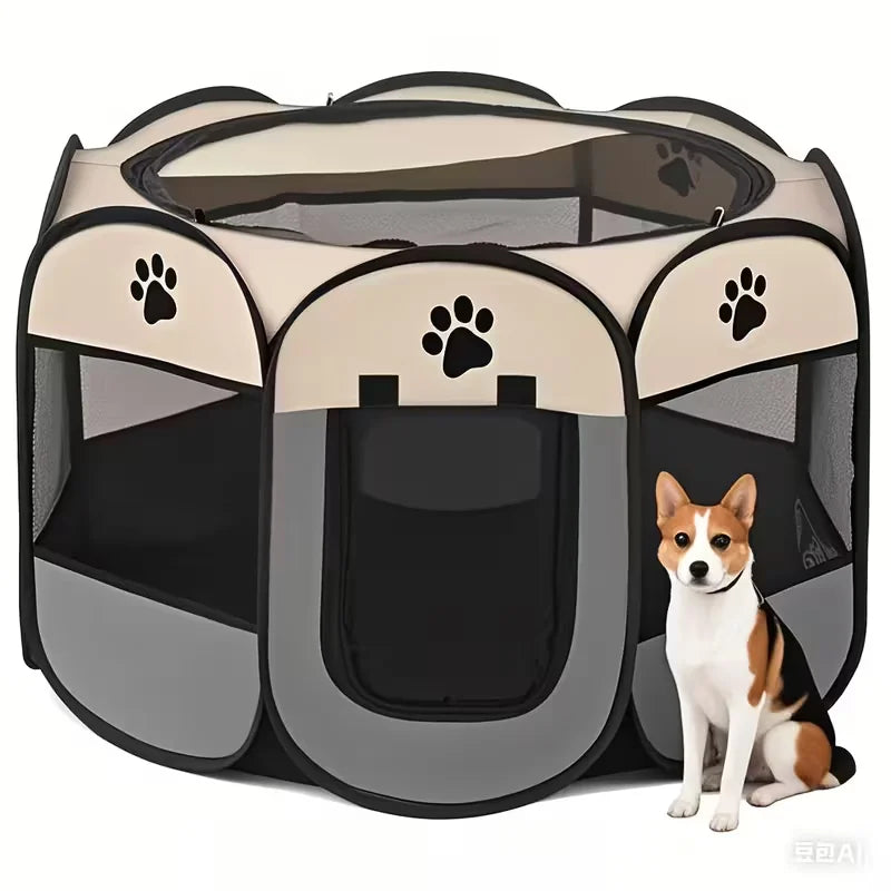 Premium Foldable Pet Playpen for Dogs & Cats – Portable Oxford Fabric Exercise Pen with Zipper Door