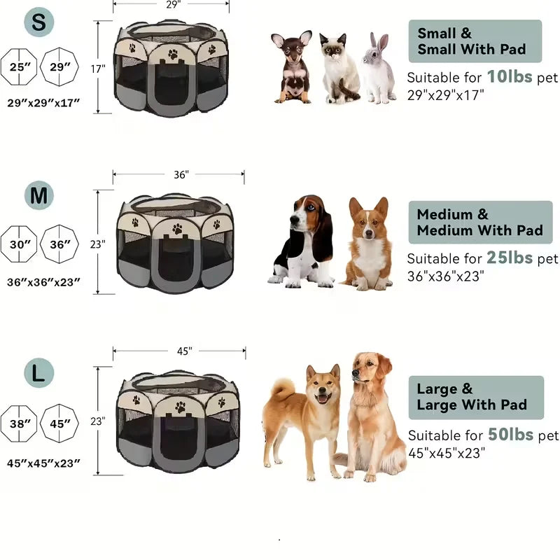 Premium Foldable Pet Playpen for Dogs & Cats – Portable Oxford Fabric Exercise Pen with Zipper Door