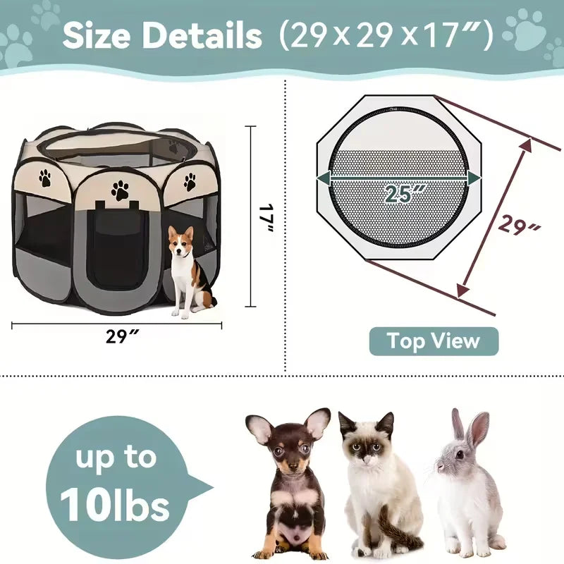 Premium Foldable Pet Playpen for Dogs & Cats – Portable Oxford Fabric Exercise Pen with Zipper Door