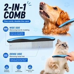 Premium Stainless Steel Pet Grooming Comb for Dogs & Cats – Hair Removal, Dematting & Detangling Tool