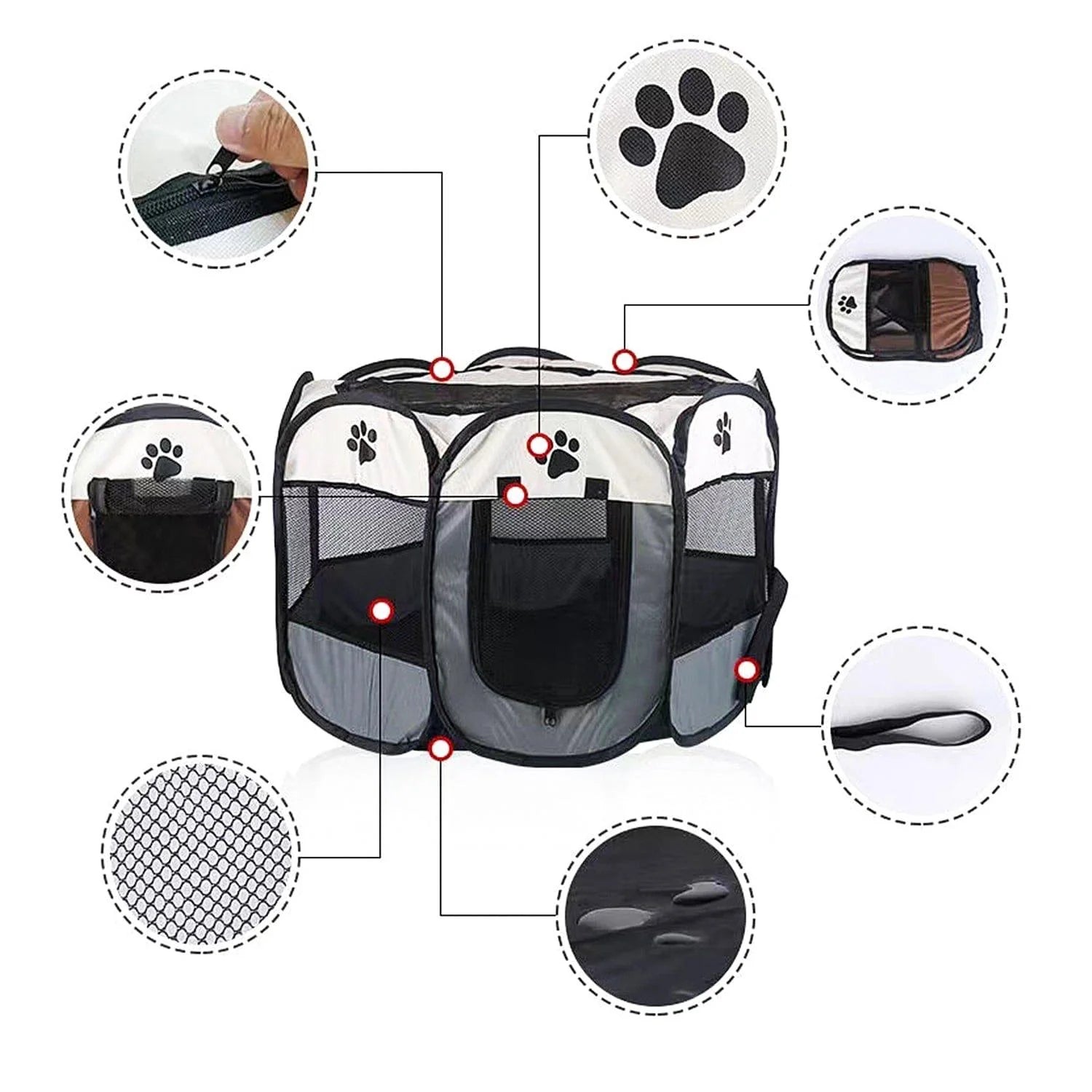 Premium Foldable Pet Playpen for Dogs & Cats – Portable Oxford Fabric Exercise Pen with Zipper Door