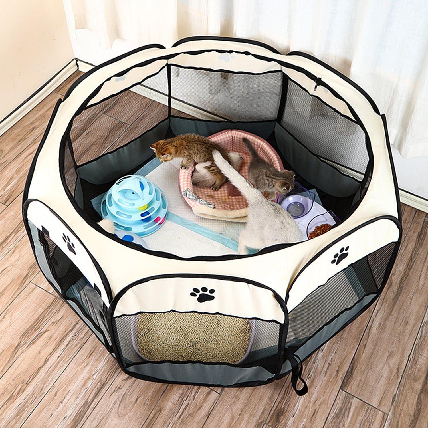 Premium Foldable Pet Playpen for Dogs & Cats – Portable Oxford Fabric Exercise Pen with Zipper Door