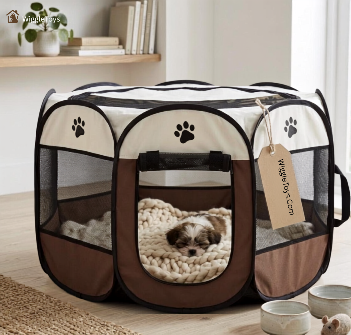 Premium Foldable Pet Playpen for Dogs & Cats – Portable Oxford Fabric Exercise Pen with Zipper Door