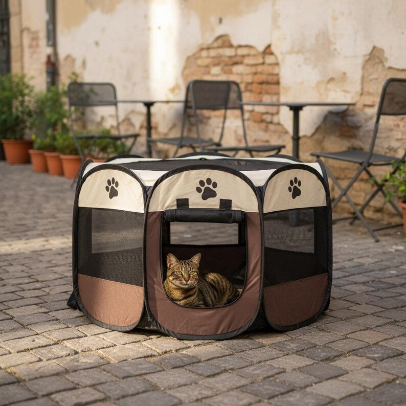 Premium Foldable Pet Playpen for Dogs & Cats – Portable Oxford Fabric Exercise Pen with Zipper Door